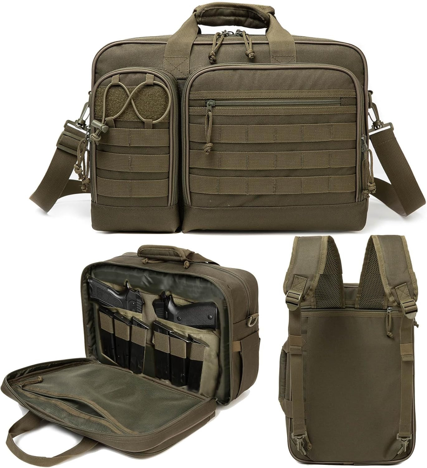 Tactical Gun Range Bag for Handguns and Ammo Pistol Case Shooting Range Backpack
