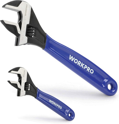 2 Piece Adjustable Wrench Set 6 Inch & 10 Inch Wide Jaw Black Oxide Wrench