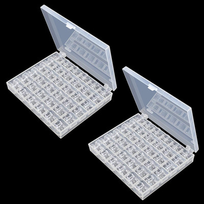 2 Pcs Transparent Bobbin Box，Machine Bobbin Organizer Plastic Case with 50 Sl...