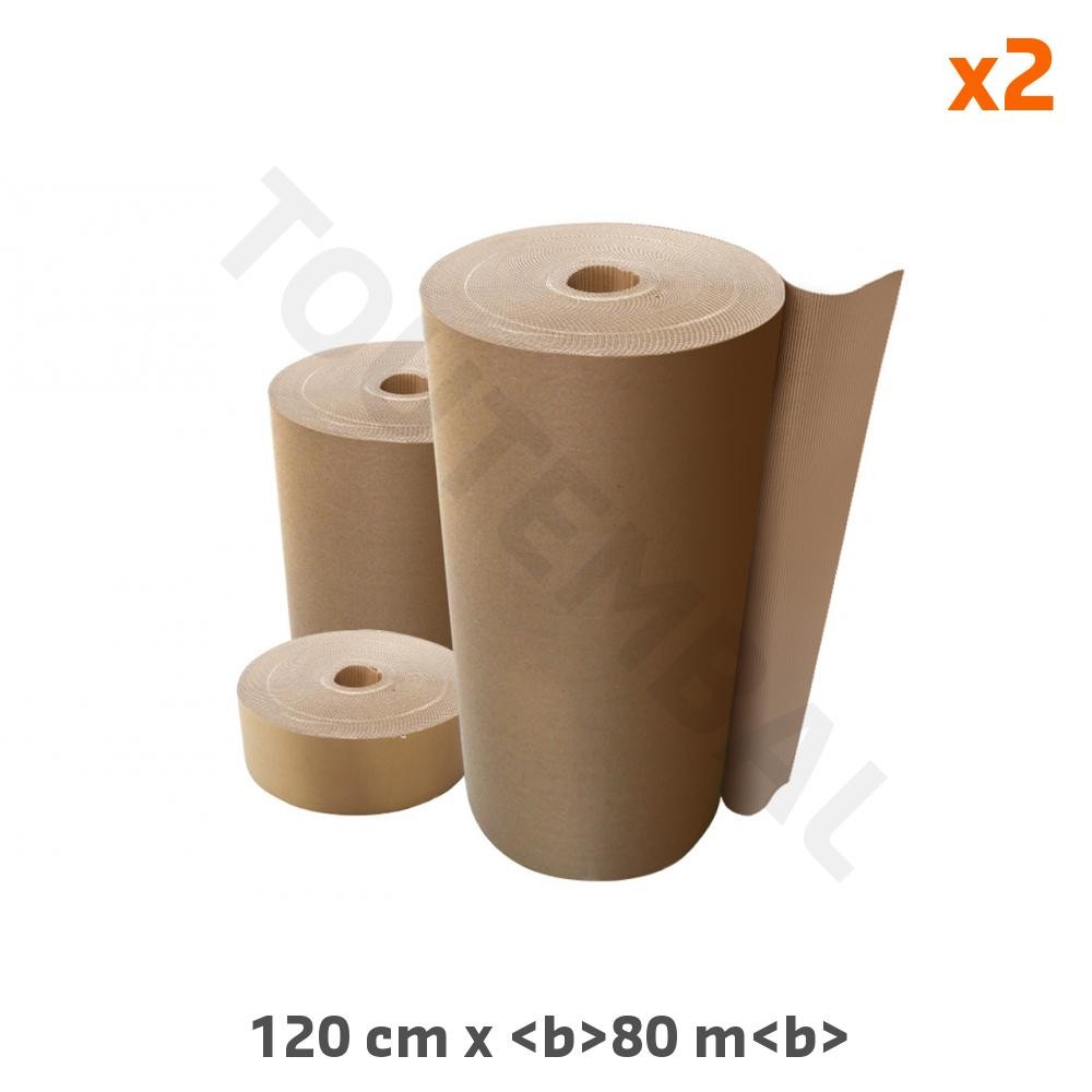 Rouleau carton d'emballage eco 275g/m² ondulé de 1.20 x 80m pour la protection de vos colis lourd