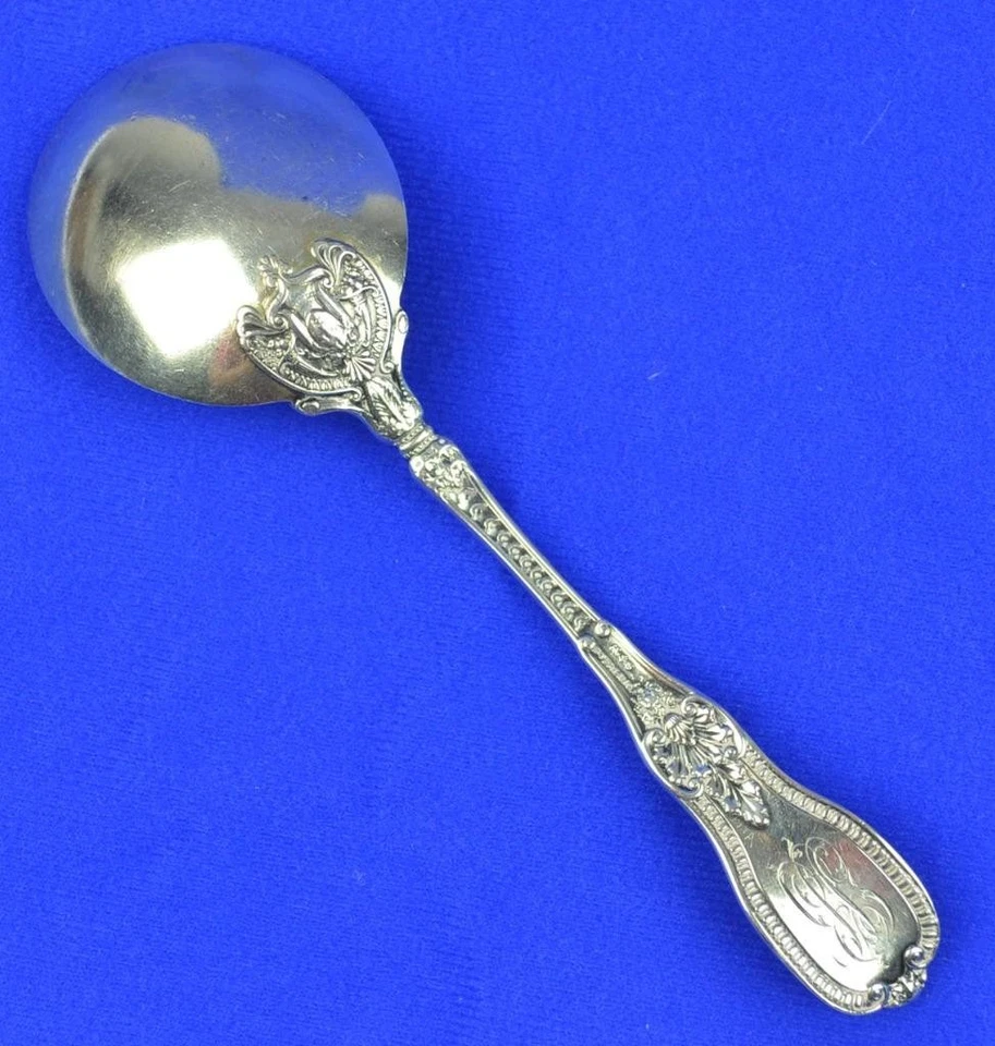 CUCHARA SOPA TAZÓN REDONDO PATRÓN MITOLÓGICO PLATA ESTERLINA GORHAM - CARA CON CUENTAS Foto 3 de 4