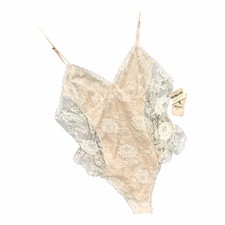 VTG Barbizon Lace Teddy Bodysuit NWT Pale Peach Delicate Lace Overlay Rare Sz L