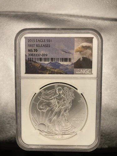 2015 American $1 Silver Eagle NGC MS70 First Releases Bald Eagle Label