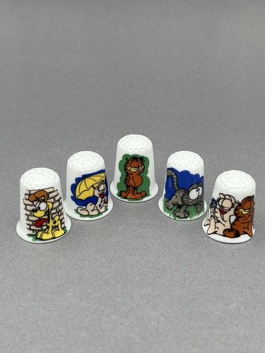 Garfield and Friends English fine bone china thimbles set of five - Picture 1 of 5