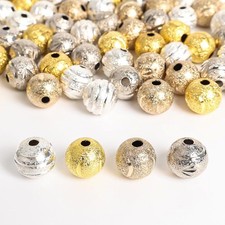 8mm Silver Gold Round Spacer Beads for Jewelry Making Necklace Bracelet Supplies