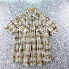 Levi's Western Shirt Mens L Plaid Short Sleeve Pearl Snap Cowboy Rodeo Retro