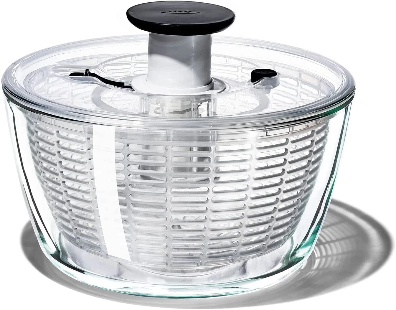 centrifugadora de ensalada de vidrio grande lavador lechuga y frutas con bomba