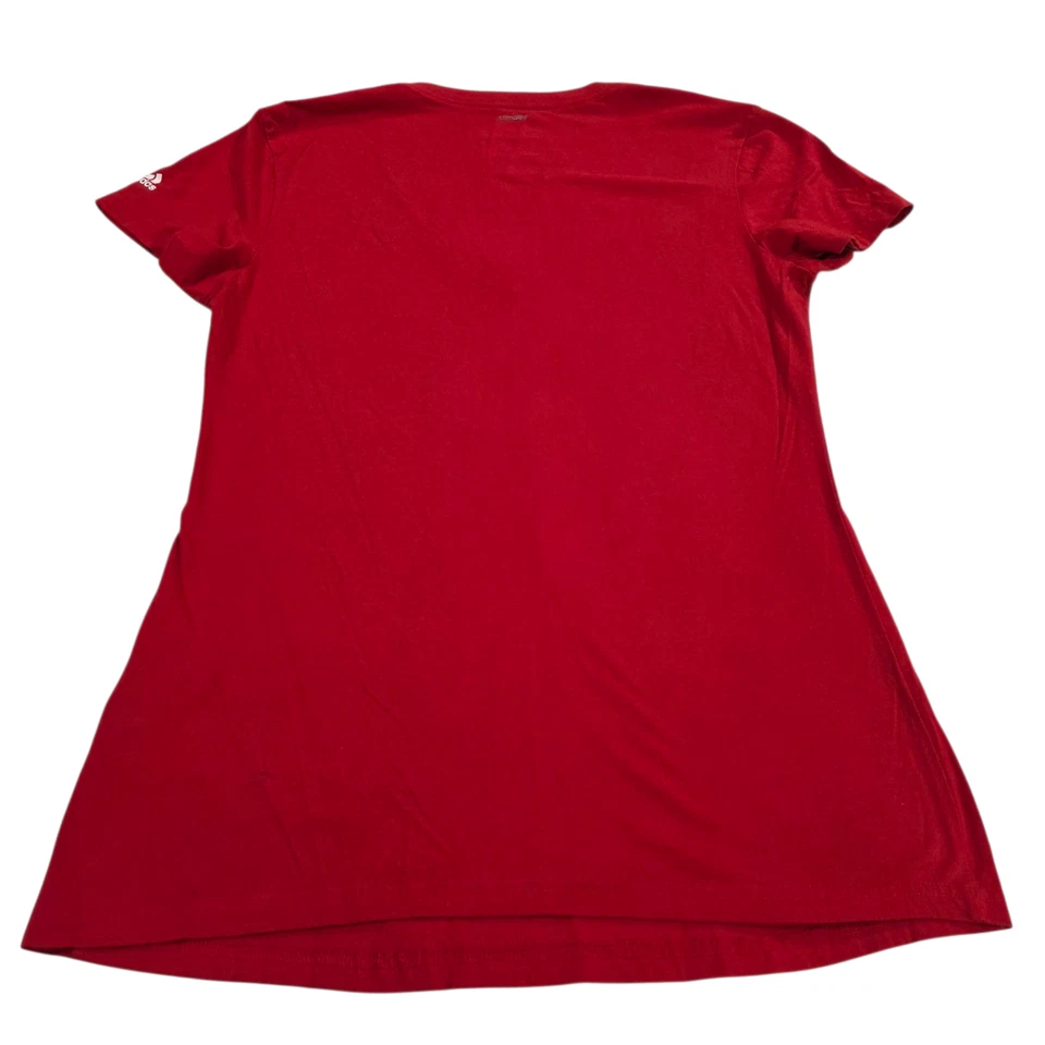 Feel Good Tee Adidas Blouse Top Womens L Red Crew Neck Knit V Neck Football - Image 2 of 4