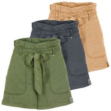 Khujo Damen Shorts kurze Hose Stoffhose High Waist lässig casual fit Stoffgürtel