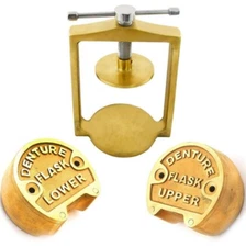 Dental Lab Flask Brass Denture Flask Press Compress With Upper & Lower Lab Press