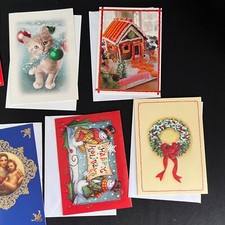 Christmas Cards Lot of 43 Unused w/ Envelopes Assorted Designs Holiday Card