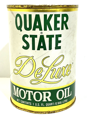 Vintage 1960s Quaker State Motor Oil Can Oil Tin Oil City