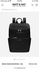 Matt & Nat Womens Backpack Black Leather Zip Lined Inner Pockets Bag