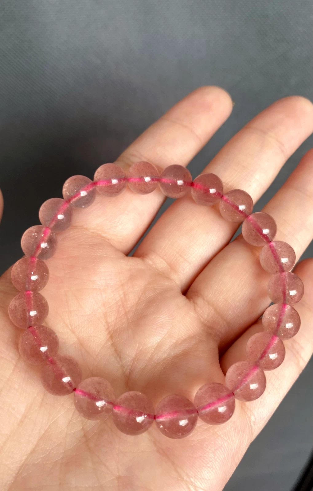 VALENTINO Bracciale Cristallo Fragola Naturale Quarzo Cristallo Charm Guarigione Positiva 9mm