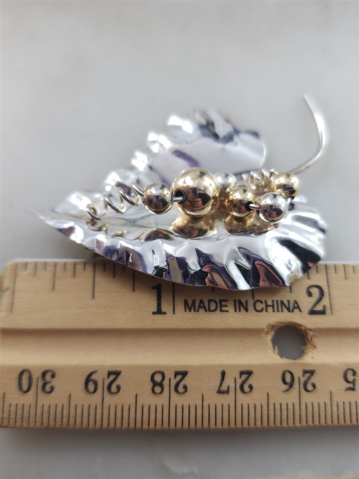 Vintage Solid Sterling Silver Delicate Leaf Golde… - image 4