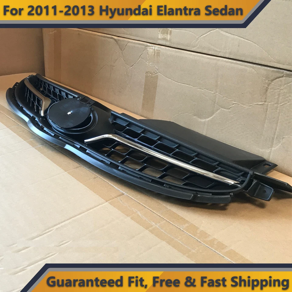 Conjunto de rejilla de parachoques delantero cromada para Hyundai Elantra 2011 2012 2013 sedán Foto 2 de 3
