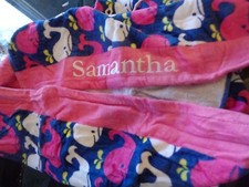 Pottery Barn Kids BLUE WHALE Stripe Nursery Beach Wrap mono Samantha pink navy