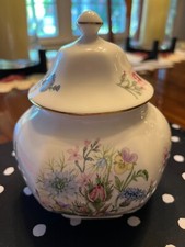 VINTAGE AYNSLEY Wild Tudor - Ginger Jar -  Fine English Bone China 