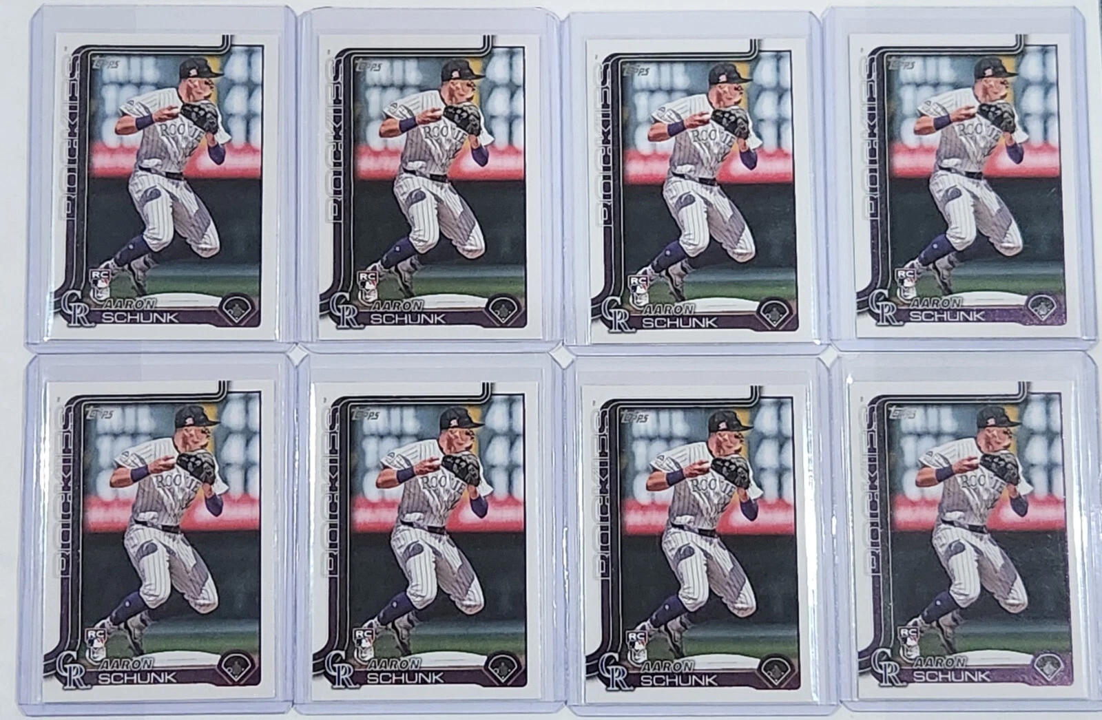 (8) 2025 Topps Series 1 AARON SCHUNK RC ROOKIE Card #196 Colorado Rockies