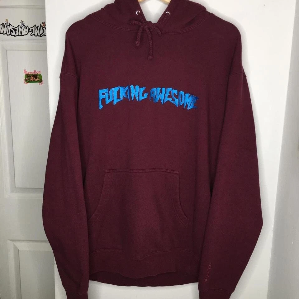 f*cking awesome embroidered logo hoodie Maroon Size Medium Supreme Ec Melodi