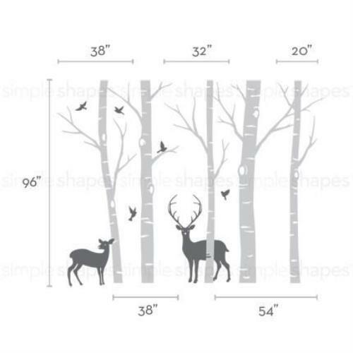 Birch Tree with Deer and Bird Wall Decals W1116 - Picture 7 of 16