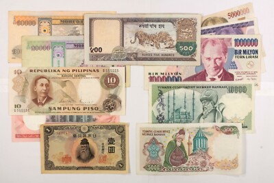 Asia Notes. Turkey To The Philippines. 11 Note Lot | eBay