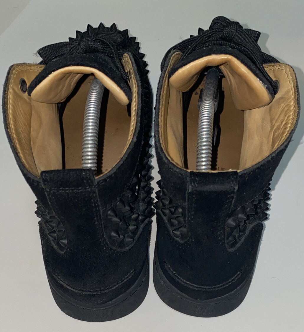 Black spiked suede Christian Loubutin sneakers (42) | eBay