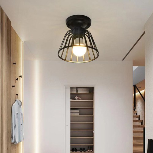 Iron Cage Chandelier Vintage Ceiling Light Hanging Lamp LED Pendant Entrance - Picture 8 of 12