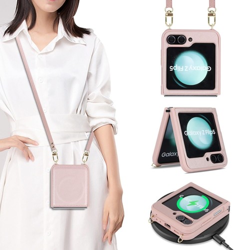 For Galaxy Z Flip 5 Detachable Crossbody Flip Case Magnetic Durable Cover - Picture 13 of 14