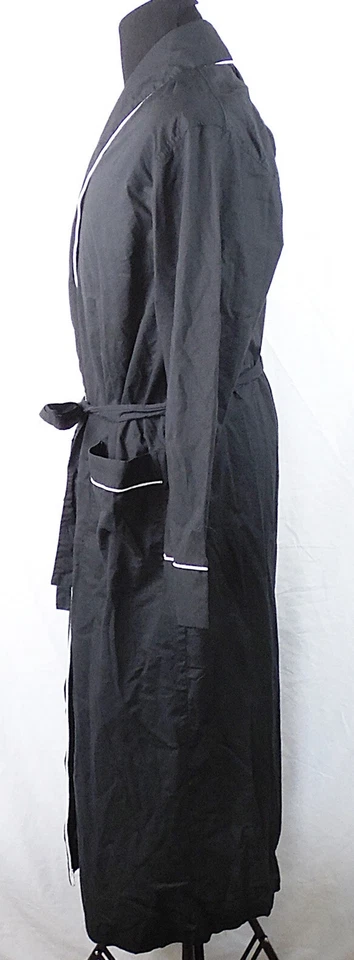 Alexander Del Rossa Bata Larga Negra Ligera Tejida Algodón Envolvente Para Hombre M Foto 2 de 3