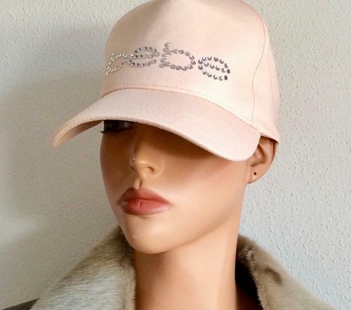 New BEBE Rhinestone Logo Pink Baseball Cap Hat - Picture 1 of 1