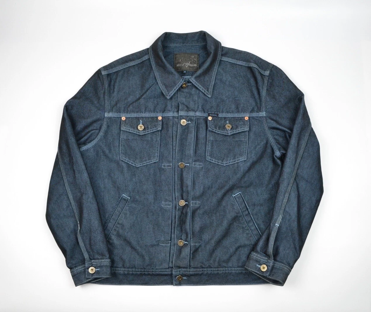 Guess Denim Jacket Size Medium Mens USA Made 90s Georges Marciano Trucker Button