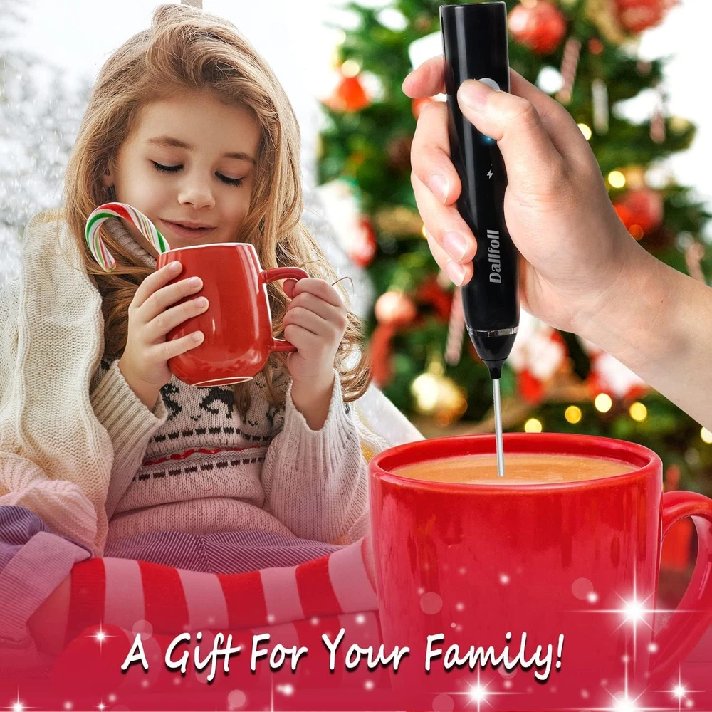 Milk Frother Handheld, USB Rechargeable Electric Foam Wand Maker for Coffee, 3 S