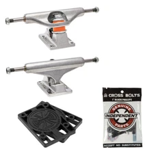 Independent Skateboard Trucks Stage 11 Silver 149 (8.5") + Indy Hardware, Risers