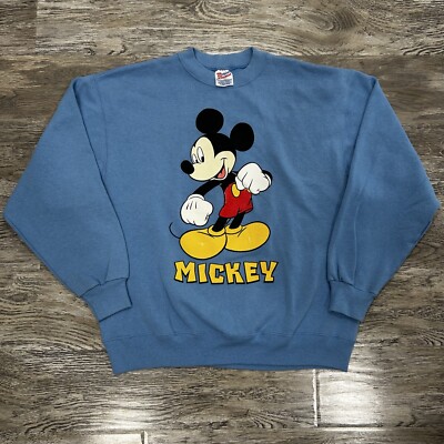 Vintage 90s Mickey Mouse Disney Crewneck Sweatshirt Powder Blue