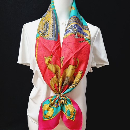 RARE VINTAGE HERMES Silk Scarf "Les Bissone de Venise" Carre 90 by Annie Faivre - Picture 13 of 15