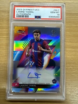 2023-24 Topps Finest UEFA UCC Lamine Yamal RC Rookie Auto PSA 10