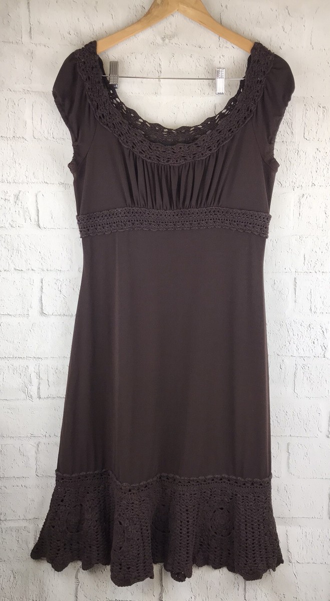 BCBG MAXAZRIA Womens Dress Brown Size L, Crocheted | eBay