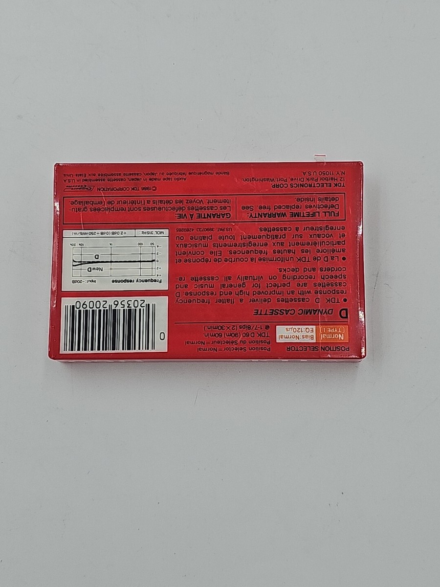 TDK D 60 VINTAGE NOS BRAND NEW SEALED TYPE I NORMAL BIAS CASSETTE
