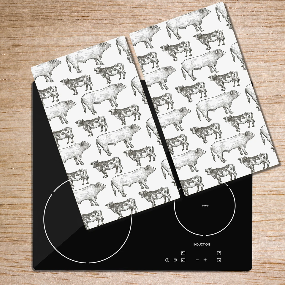 Tabla de pan de vidrio templado encimera ahorrador vacas rurales blanco y negro 2x30x52 Foto 4 de 4