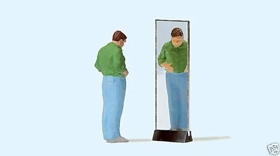 Preiser 28161 MAN TRYING on PANTS with Mirror Figure 1:87