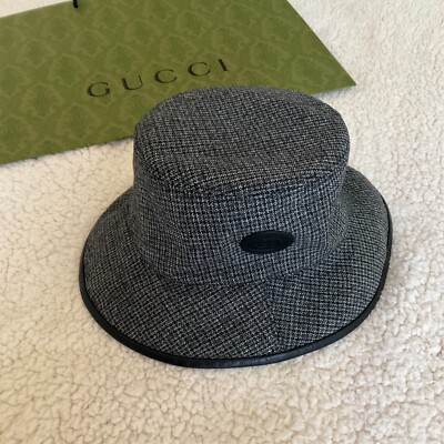 NWT Gucci New Bob Double Drap Grey Black GG Bucket Hat size M 58 Cm reversible NWT Gucci New Bob Double Drap Grey Black GG Bucket Hat size  main image 2