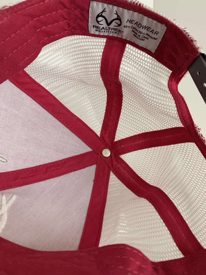 Realtree Mesh Back Ball Cap All Purpose Camo Pink White Trucker Baseball Hat - Image 4 of 4