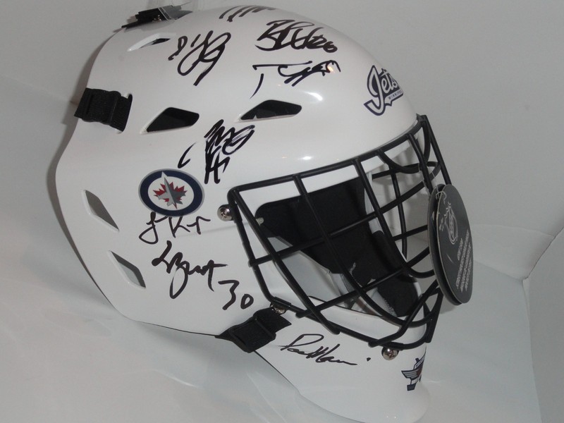 2019 WINNIPEG JETS TEAM SIGNED GOALIE MASK PATRIK LAINE WHEELER SCHEIFELE PROOF