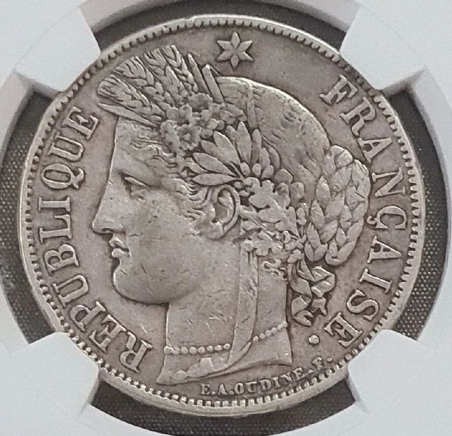 1870A FRANCE 5 FRANCS CERES Silver 0.90 NGC XF45 【KM#819】 - Image 3 of 4