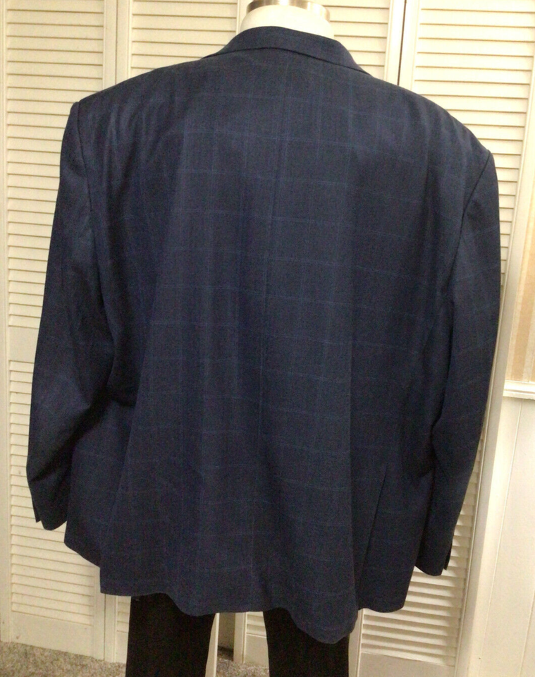 RALPH LAUREN MENS BLUE WINDOWPANE PLAID SPORT COAT JACKET BLAZER SIZE