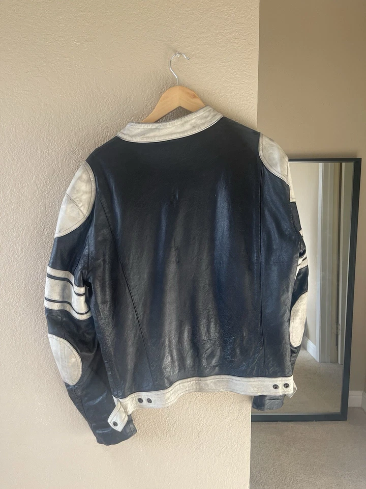 Chaqueta de cuero para hombre Ducati Performance Café Racer talla 50/US 40 negra beige #26 Foto 2 de 4