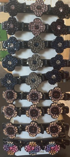 9pcs. Sparkling Crystal Stone Hair Clips- About 4” Wide - Picture 2 of 2