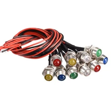 10Pcs AC/DC110V 8mm LED Indicator Light Metal Shell Red Yellow Blue Green White