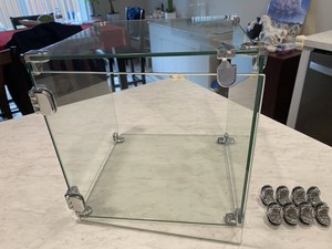 13”x13” Panel Locking Display Case 3/8” Tempered Glass w/ Chromed Steel Fittings